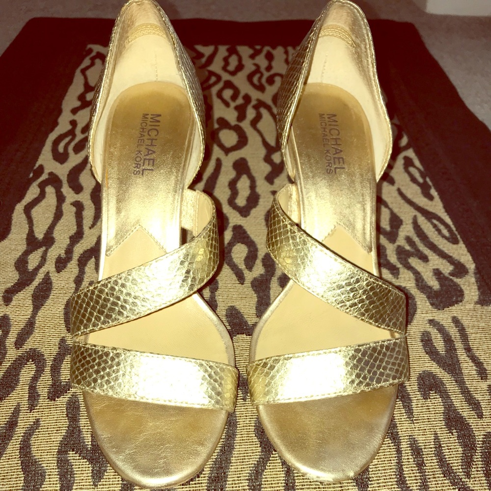 MICHAEL Michael Kors Gold Snakeskin Sandals